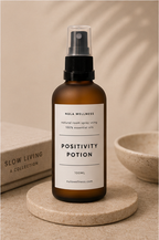 Nula Wellness Positivity Potion spray bottle on a neutral background