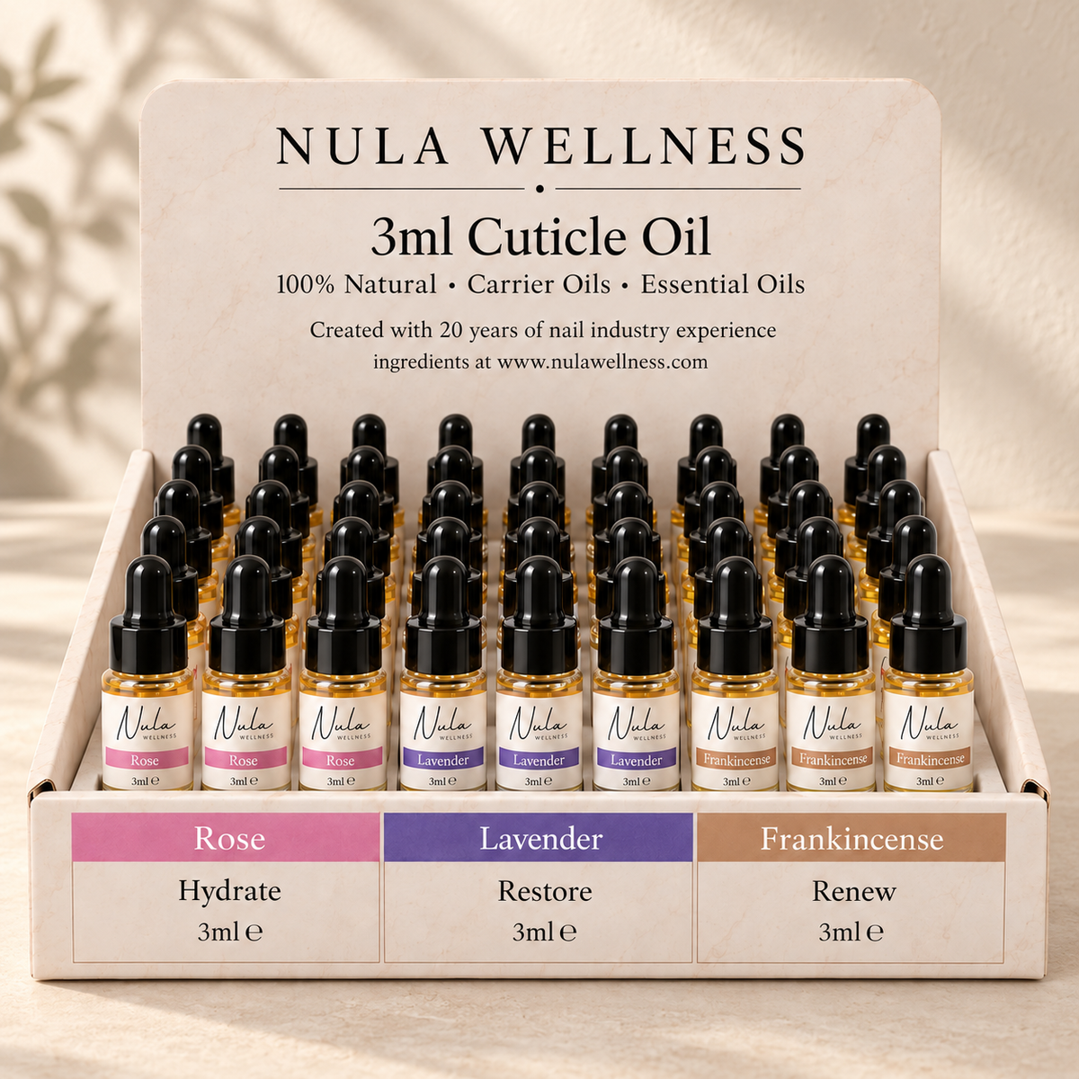Nula Wellness Cuticle Oil Salon Display – 45 Bottles